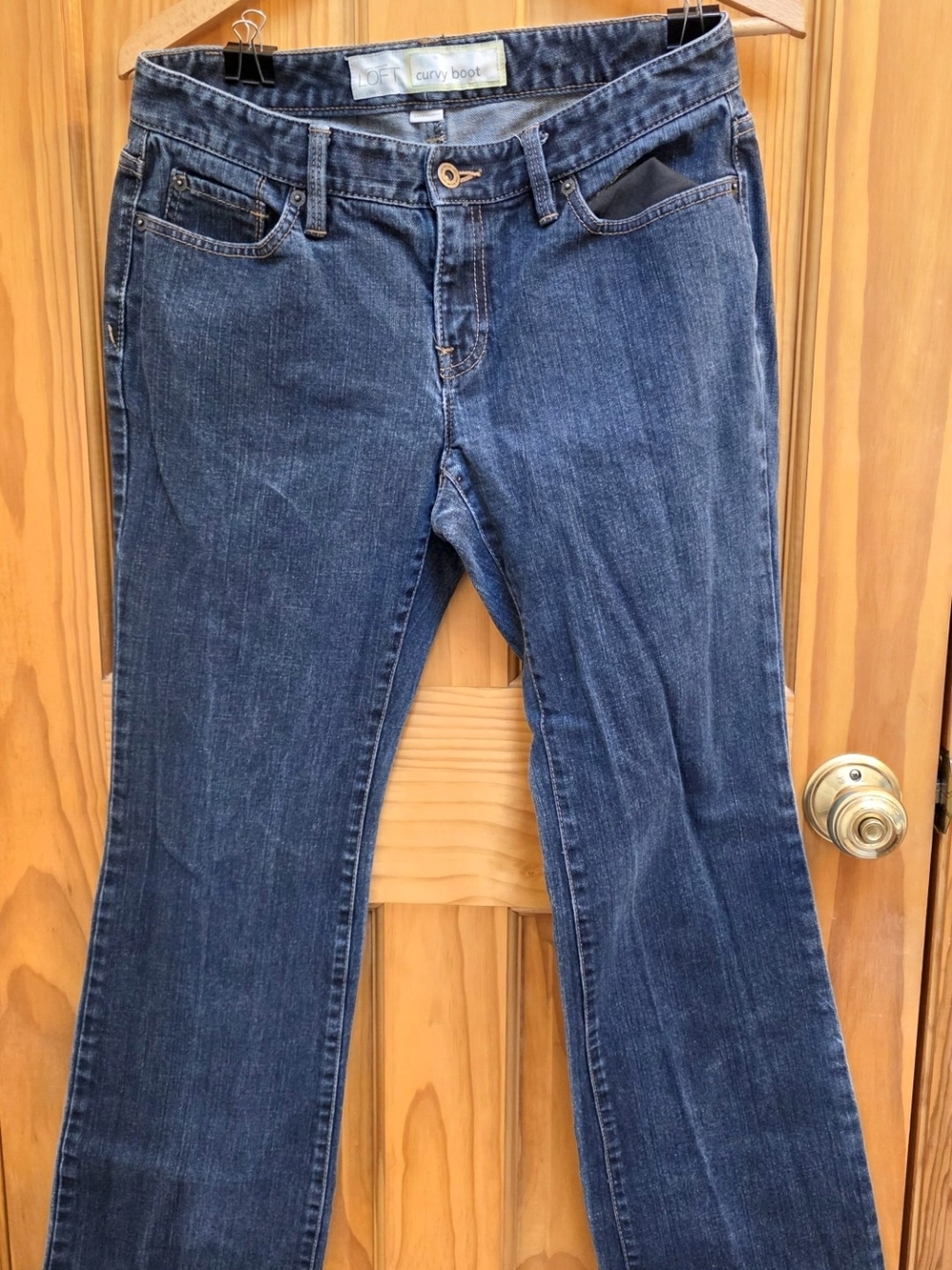 LOFT Curvy Boot Cut Jeans - Dark Blue Wash